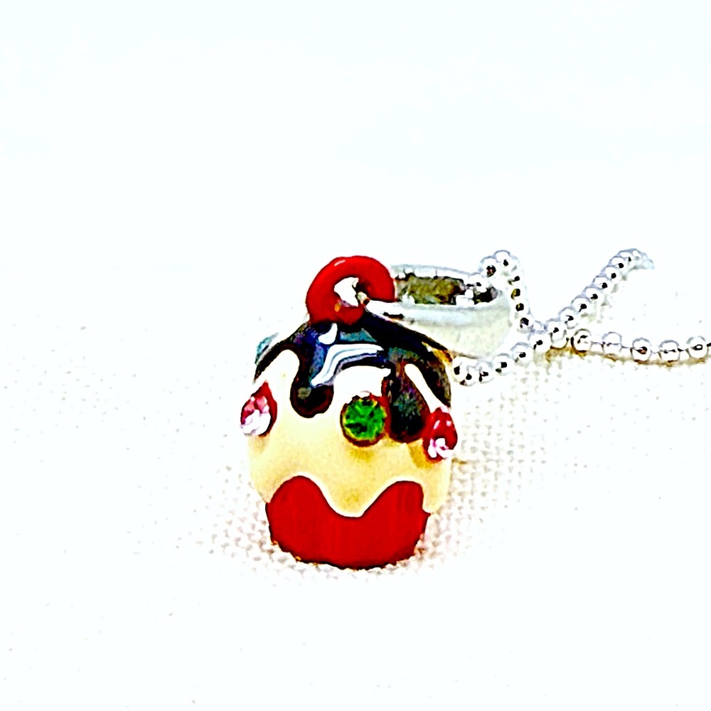 Two birthday cup necklaces on 15” silver tone ball chain with lobster clasp, NWT